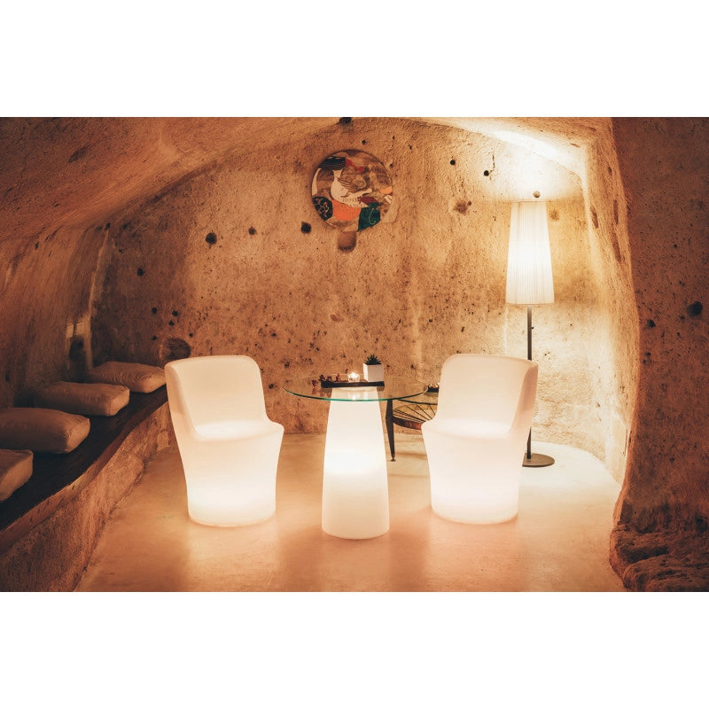 Poltrona luminosa moderna di design Ø60 H80 in polimero LED multicolore per interno ed esterno - Made in Italy - Monacis
