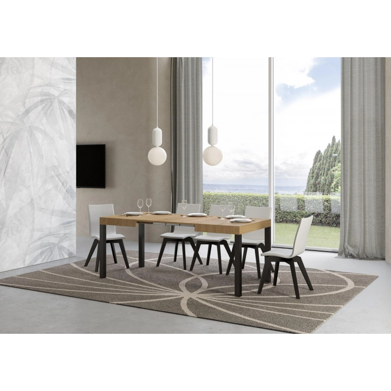 Tavolo allungabile 80x120/204 cm Everyday telaio Antracite - Quercia Natura