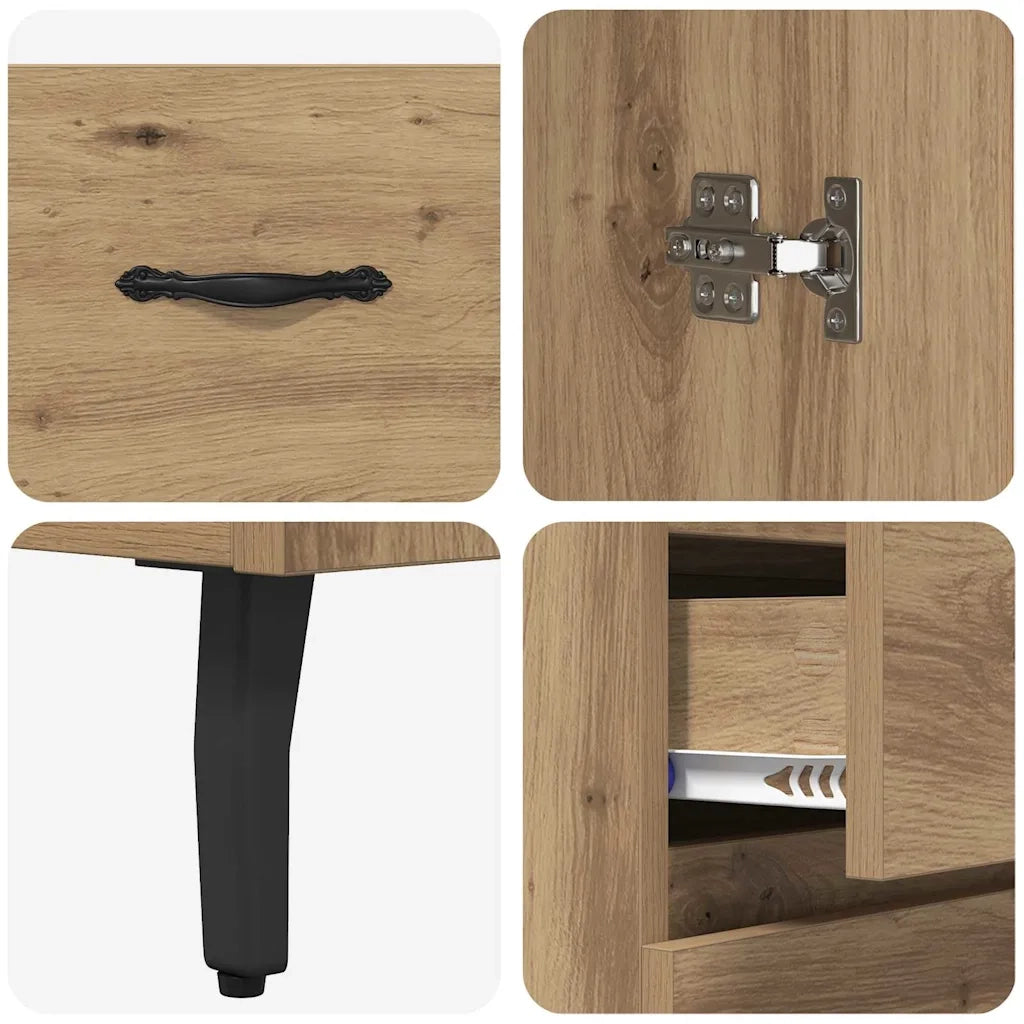 Credenza con Cassetto-Buffet-Armadio da cucina Rovere artigianale 69,5 x 34 x 180 cm 549054