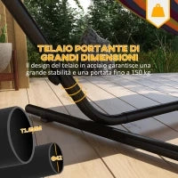 Supporto per Amaca in Acciaio con Tavolino Integrato e Carico Massimo 150kg, Nero