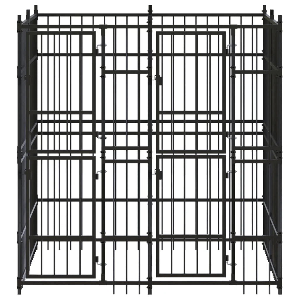 Cuccia/gabbia/recinto per cani da esterno acciaio 3,69 m² nero 02_0041830