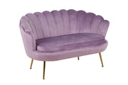 Divano Due 2 Posti In Velluto Forma Conchiglia Gambe In Metallo 133x63x75 Cm Camera Soggiorno Ufficio  Violetto