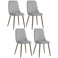 Sedie da Cucina Imbottite, Set 4 Pezzi in Poliestere e Acciaio, 47x55x86 cm, Grigio