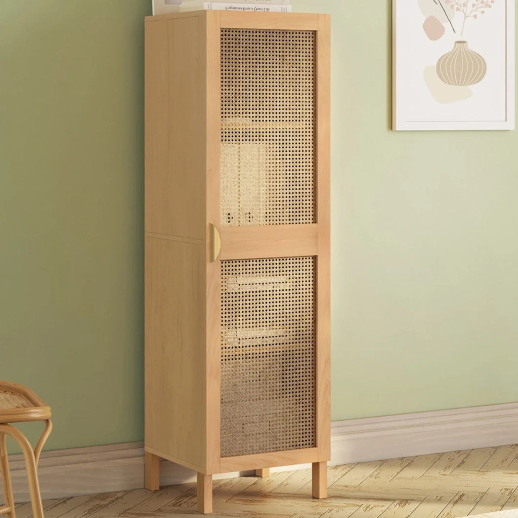 IDMarket - EDHEN Contenitore a 1 anta con ripiani in canna color legno