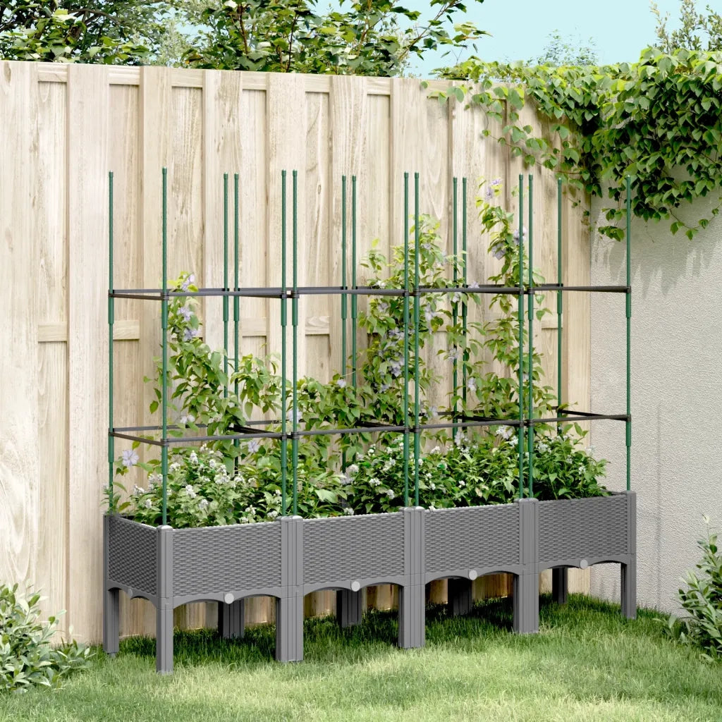 Fioriera Giardino con Traliccio Grigio Chiaro 160x40x142,5cm PPcod mxl 91913