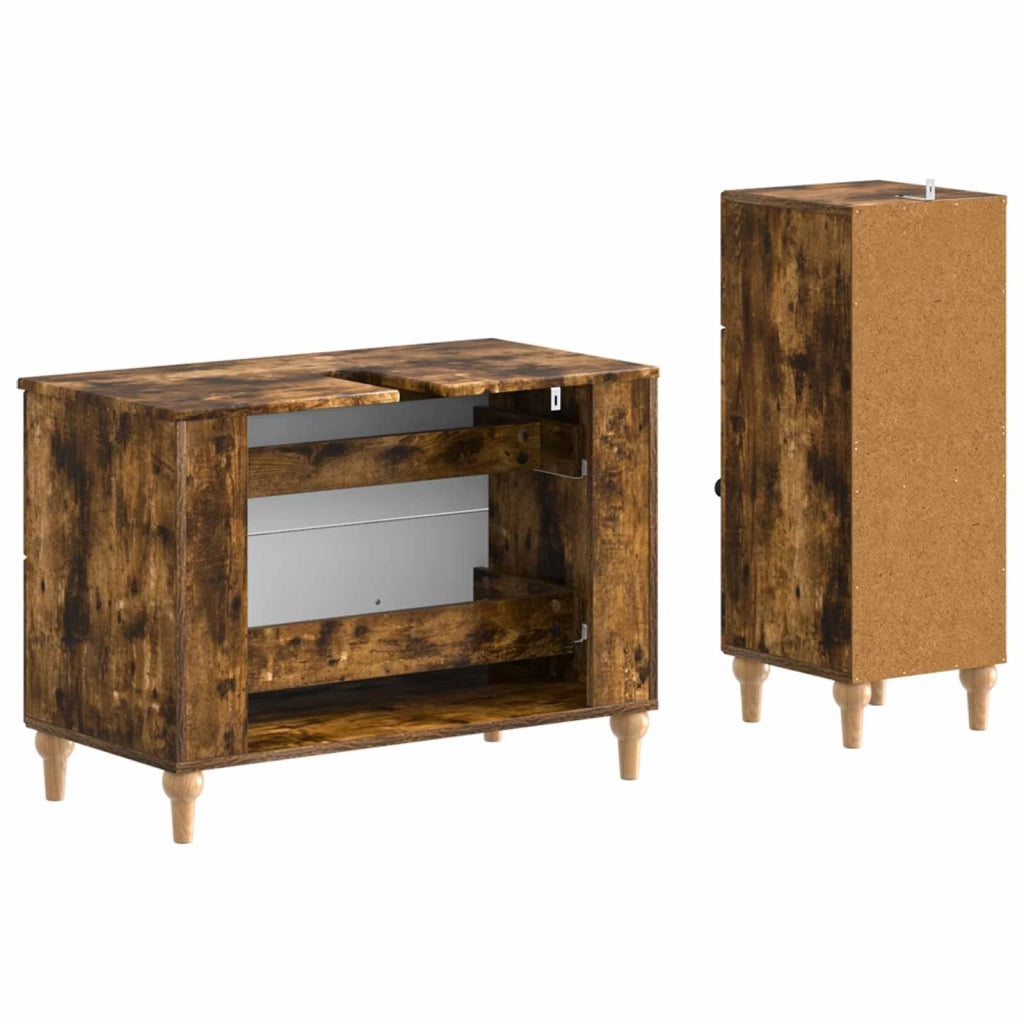 Set di Armadi da Bagno da 2 Pezzi ALKMAAR Rovere Fumo 3417671