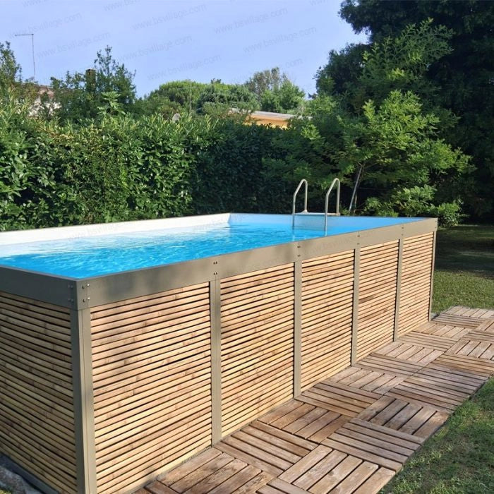 Piscina Laghetto fuori terra rivestita in Bambù ANTEA® 5,12 x 2,12 h.1,26 m