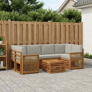 Set di divani da esterno 7 pz Naturale e Grigio Chiaro 3384087