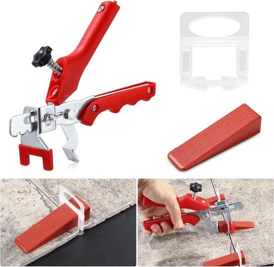 Sistema di livellamento di piastrelle, larghezza di giunzione 2 mm, aiuto per la posa di piastrelle, 400 anelli + 200 wiggen + 1 piastra per aiuto alla posa di piastrelle, set di livellamento per piastrelle per dilettanti e professionisti