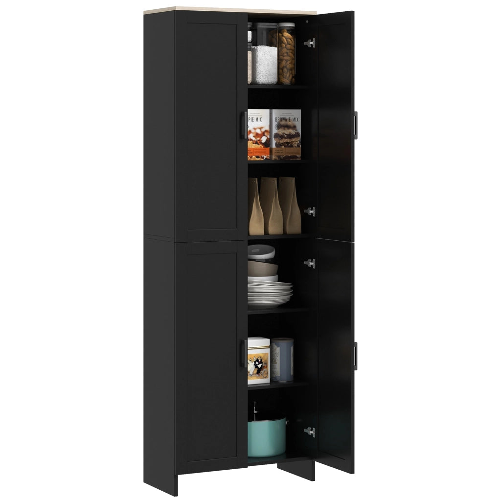 Armadio da Cucina con 4 Ante e Ripiani Aggiustabili ¨C zephmum ¨C Nero 60x30x170 cm