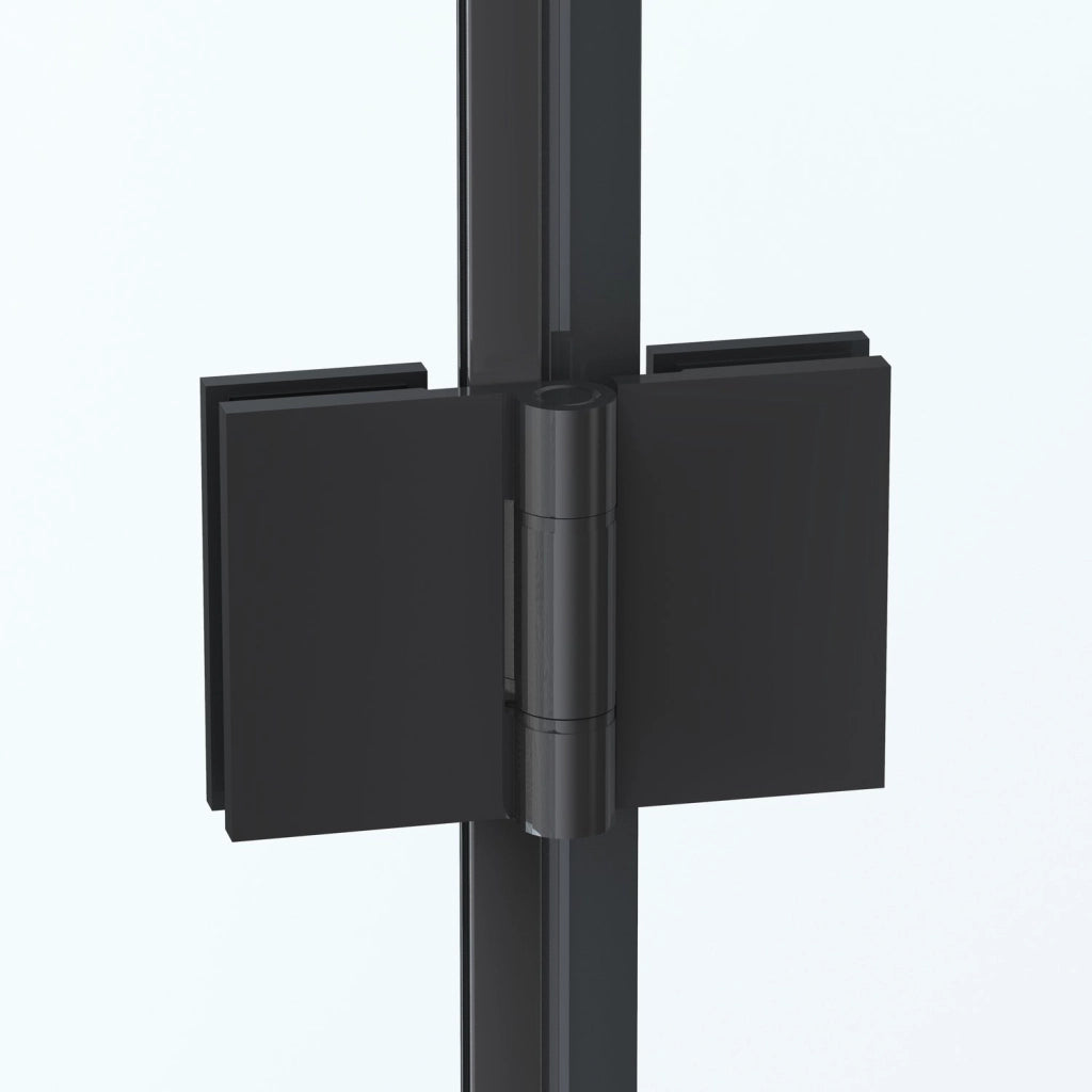 Box doccia 110 cm apertura a SOFFIETTO nicchia H200 cm cristallo 6mm profilo Nero Opaco LIAM