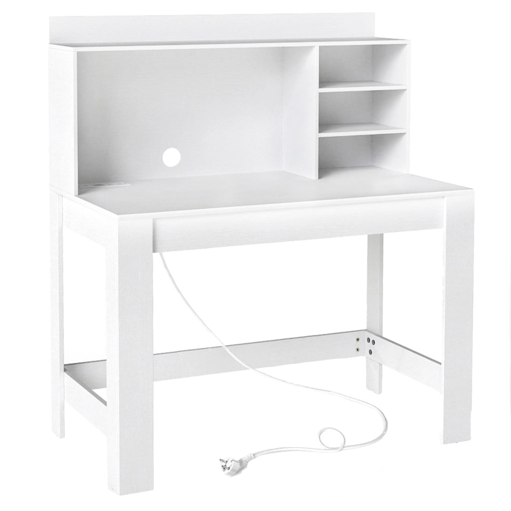Scrivania per computer pensile scrivania da ufficio prese di corrente foro per cavi, Scrivania per computer camera da letto Bianco-Scrivanie