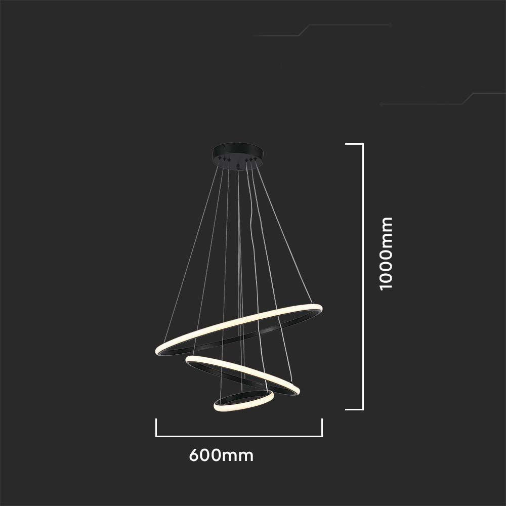 Lampadario LED 3 anelli nero 3000K 32W V-TAC VT-7816