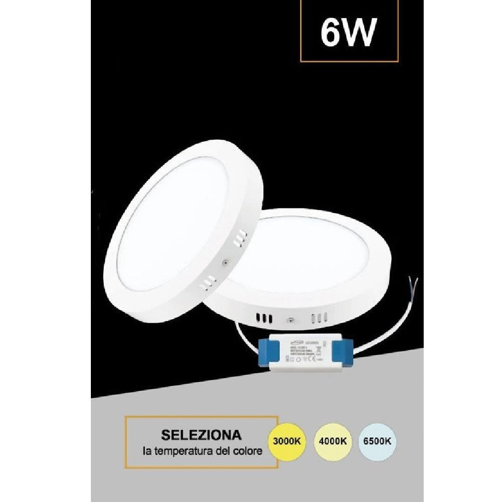 Trade Shop - Plafoniera Pannello Led 6w Cct 3 Colorazione Luce Fredda Calda Naturale P120b-t3c -