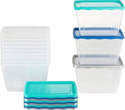 Set di 12 Contenitori di Stoccaggio per Cibi - Etichette Tedesche, 1,5L, Multifunzionale per Carne, Pesce e Verdure