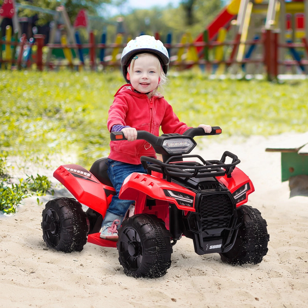 EasyComfort Quad Elettrico per Bambini con Batteria Ricaricabile 6V, Pulsante Acceleratore, Età 18-36 Mesi, 70x42x45cm, Rosso