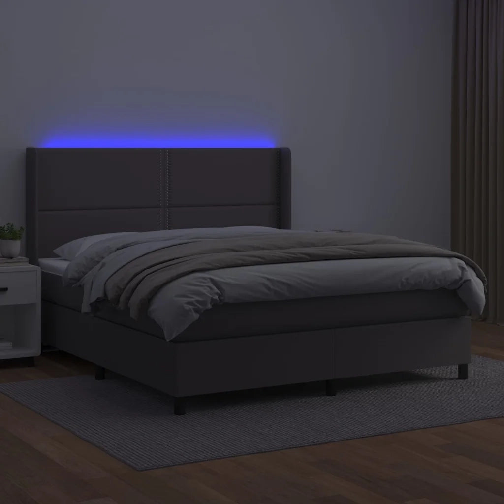 Giroletto Molle con Materasso e LED Grigio 180x200cm Similpelle 3139341