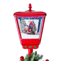 Lampione Rosso Natale H195 cm Decorazione con Suoni Mini Lucciole e ghirlanda