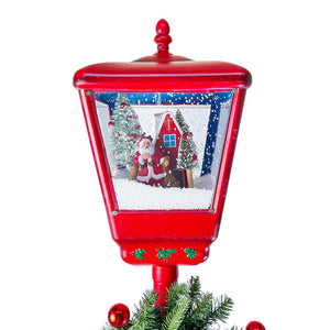 Lampione Rosso Natale H195 cm Decorazione con Suoni Mini Lucciole e ghirlanda