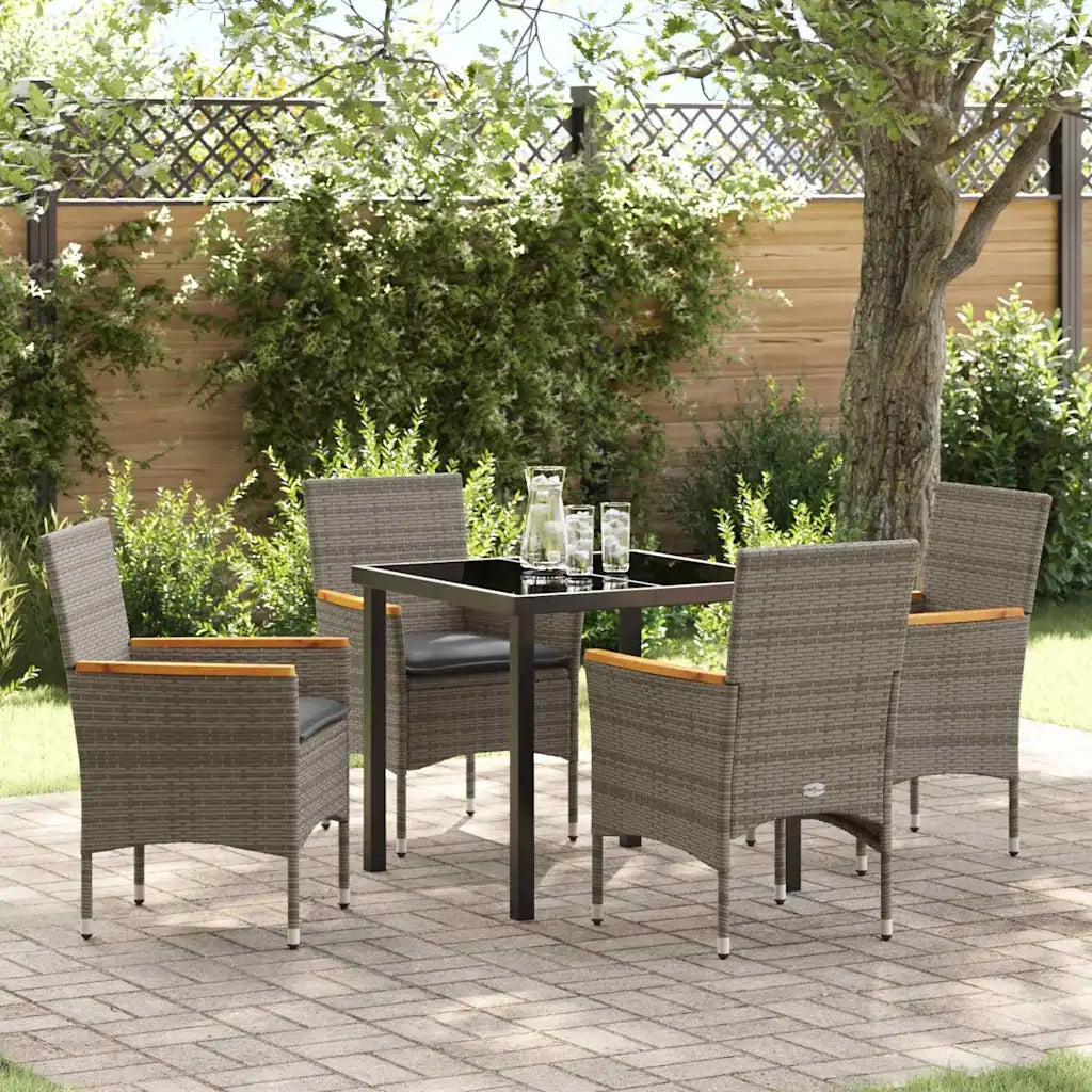 Set da Pranzo per Giardino con cuscino 5 pcs Grigio polyrattan 3379850