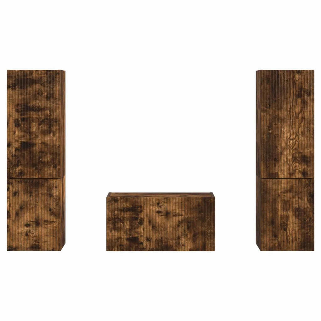 Set mobile TV 5 pz-Credenza per TV Rovere fum¨¦ Legno multistrato 916351