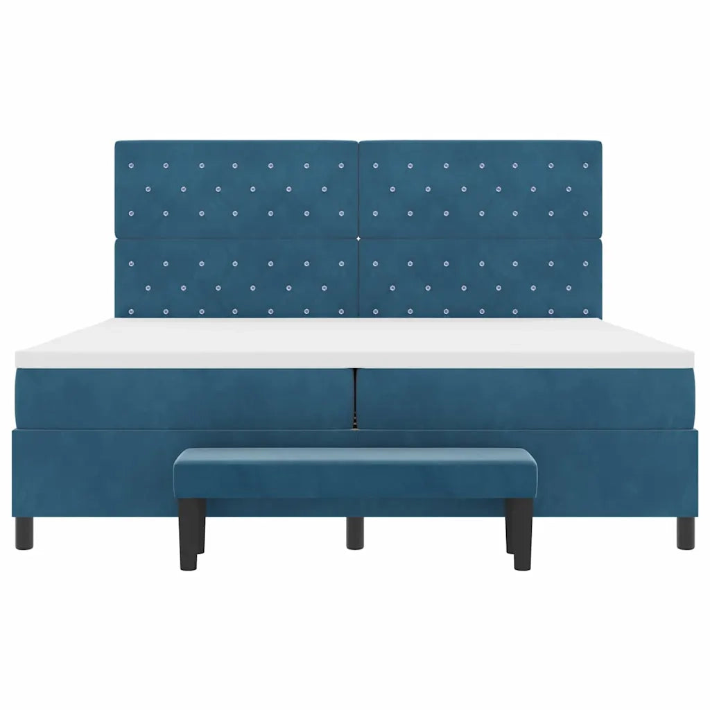 Letto a molle con materasso Blu scuro 200 x 200 cm Velluto 3344472
