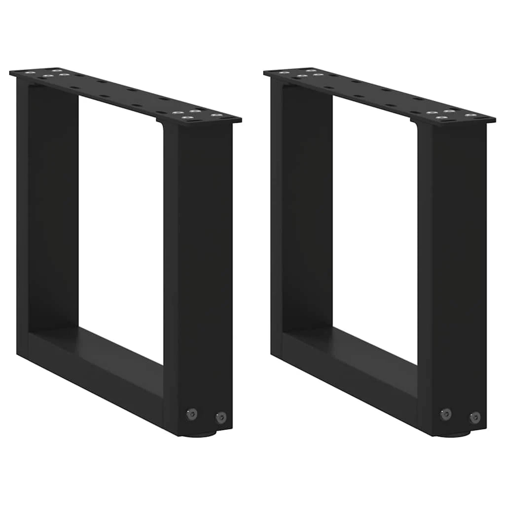 Set di 2 gambe per tavolino da caffè a forma di U 40 x 30 cm con piedini regolabili stile moderno acciaio nero 02_0057372