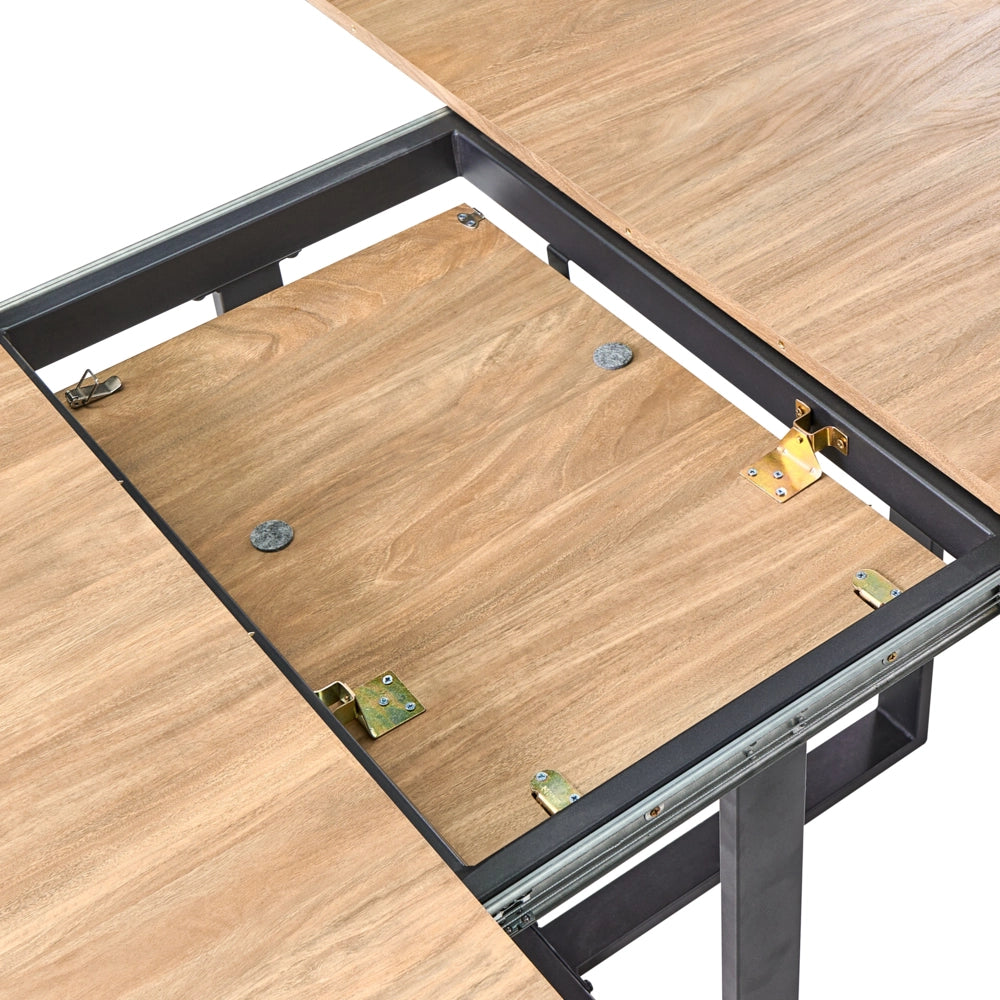 Tavolo da pranzo marrone nero MDF ferro 120/160 x 120 cm moderno quadrato allungabile gambe incrociate a X meccanismo a farfalla