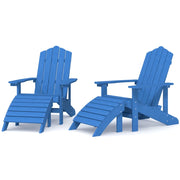 Sedie Giardino Adirondack 2 pz | Sedie da Esterno con Poggiapiedi HDPE Blu Acqua