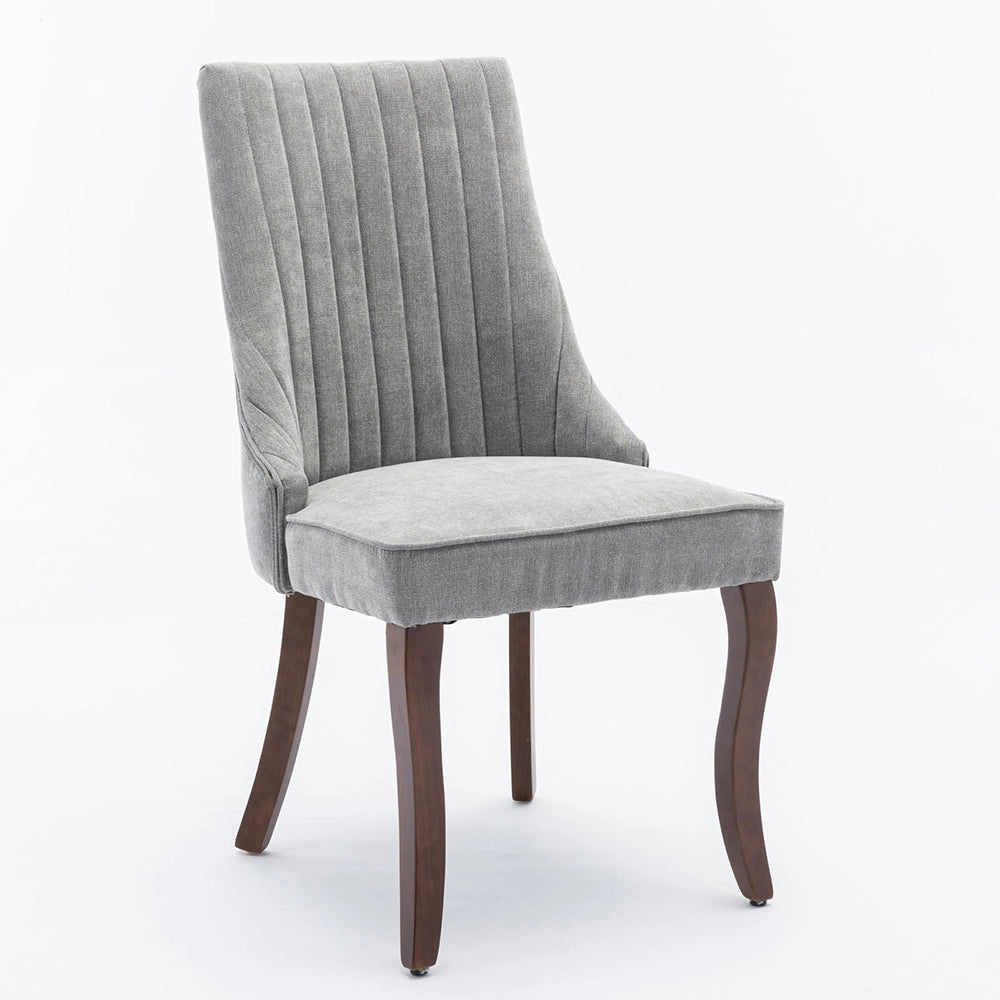 Set 2 sedie Channel - Xylo - tessuto floqué grigio gambe legno curvate