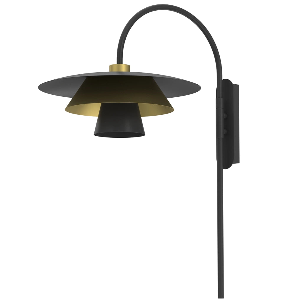 Applique Plato 1 luce E27 nero oro metallo Luminex