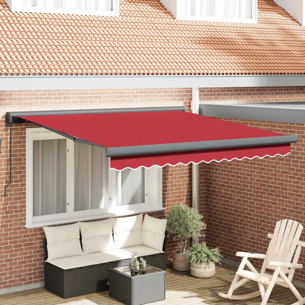 Tenda Retrattile Rosso 350 x 250 cm Tessuto e Metallo 3330443