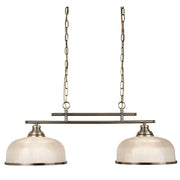 Lampadario Rustico-Country Bistrot Ii Acciaio Ottone Vetro 2 Luci E27