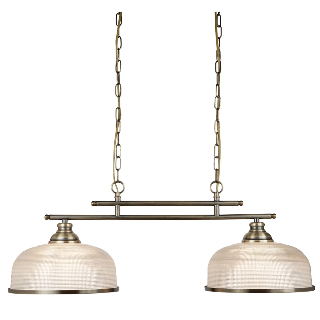Lampadario Rustico-Country Bistrot Ii Acciaio Ottone Vetro 2 Luci E27