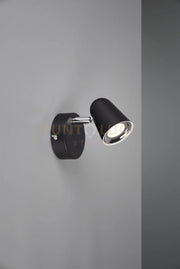 TOULOUSE SPOT SINGOLO LED 3,5W 400lm, 3000K NERO SATINATO CON BORDO CROMATO H. 15CM