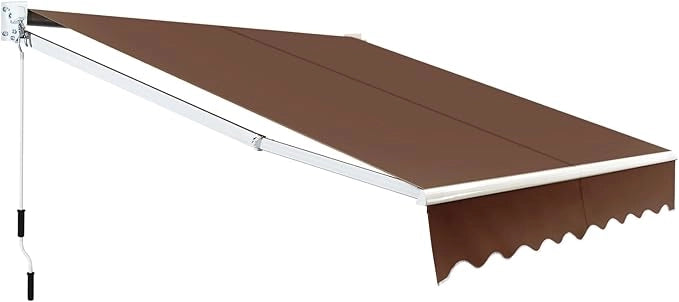 Tenda da Sole per Esterno Avvolgibile, Tenda da Sole a Bracci Estensibili con Telaio in Alluminio e Tettuccio Resistente al Sole e Impermeabile e Manovella (245 x 200 cm,Marrone)