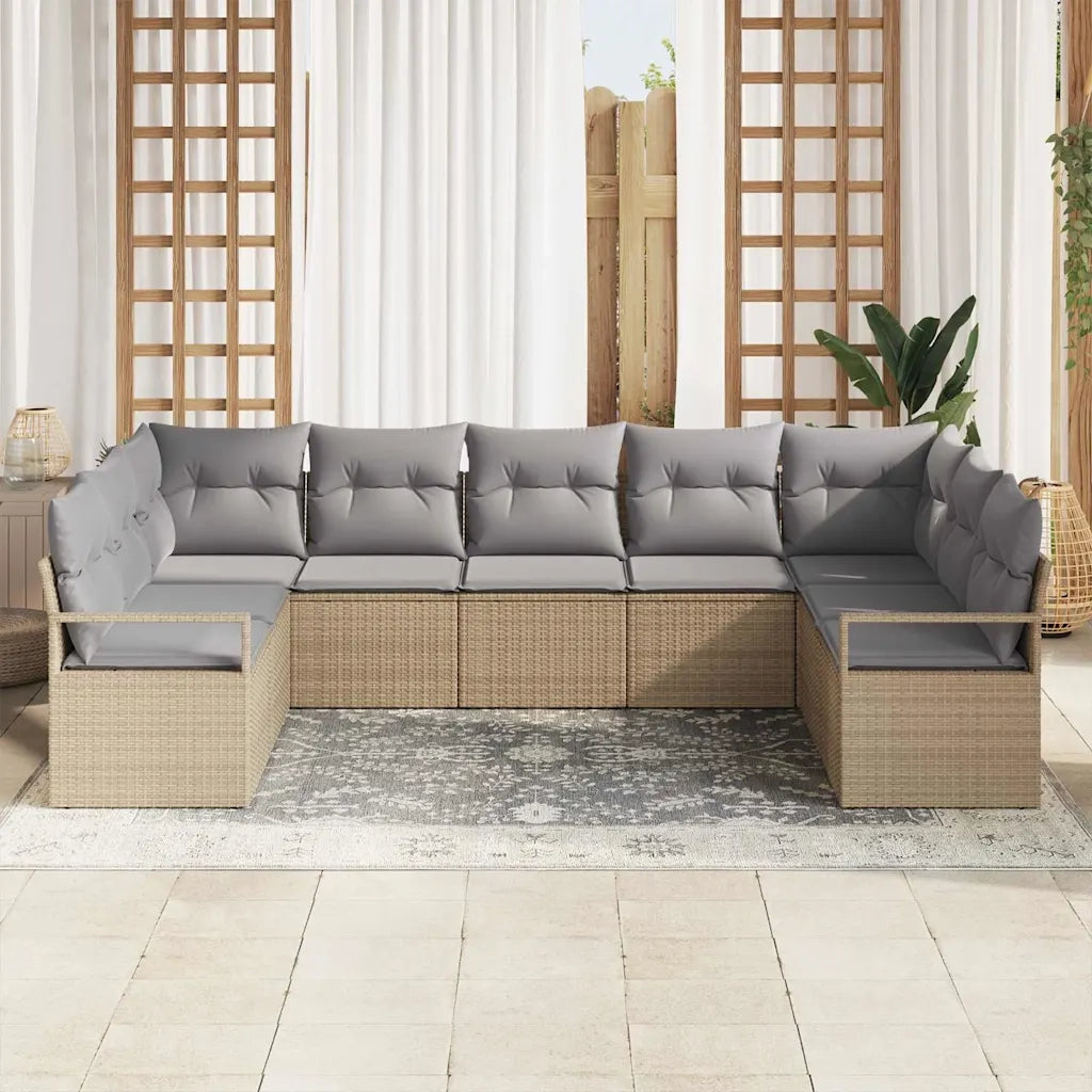 Set di divani con cuscino 7 pcs Beige polyrattan