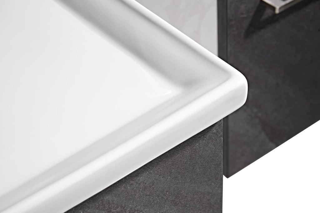 Mobile Bagno Sospeso 100 cm Lavabo Specchio e 1 Pensile Grigio Antracite