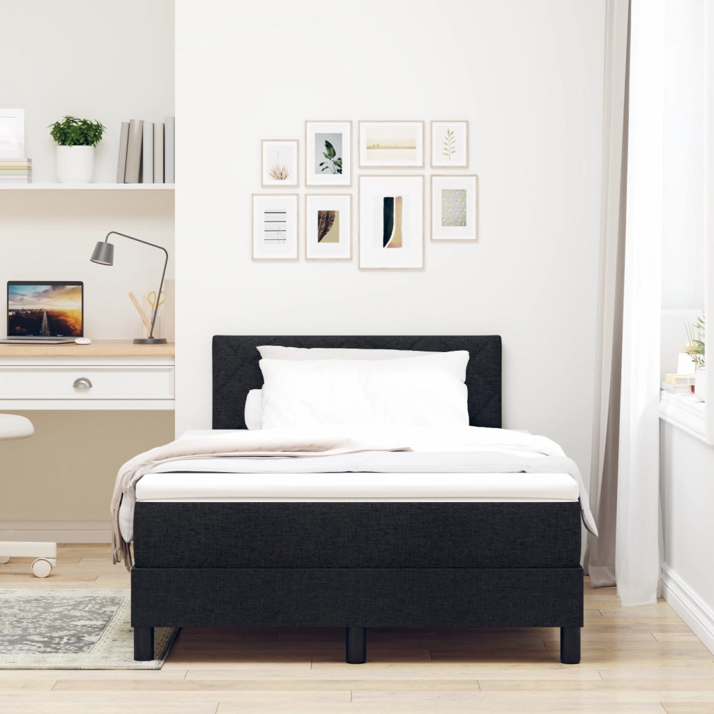 Letto con rete a molle e Materasso Nero 120x200 cm Tessuto