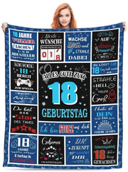 Dono di compleanno per 18 anni, deken 150 x 130 cm, deken caldo e decorativo per il 18° compleanno