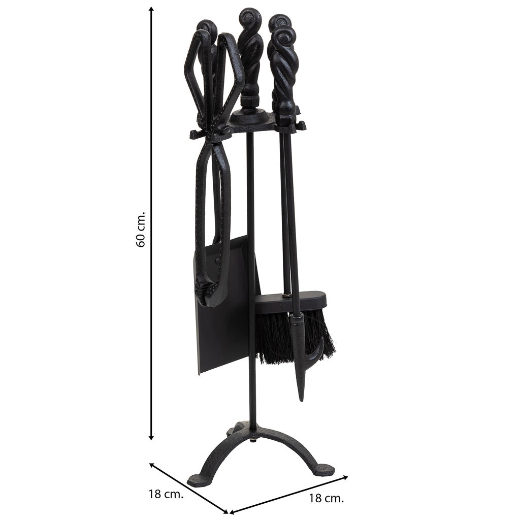 Set di 5 utensili per spazzacamino in metallo nero