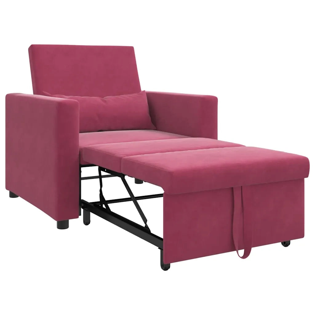 Divano letto | Sof¨¤ letto | Letto singolo estraibile singolo con ruote Rosso vino Velluto