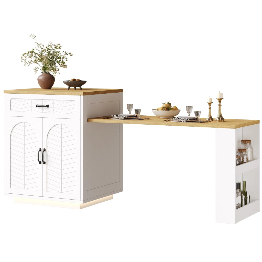 Tavolo Consolle con Cassetti e Ante ¨C MINIMAL ¨C Nero/Bianco, Allungabile, LED