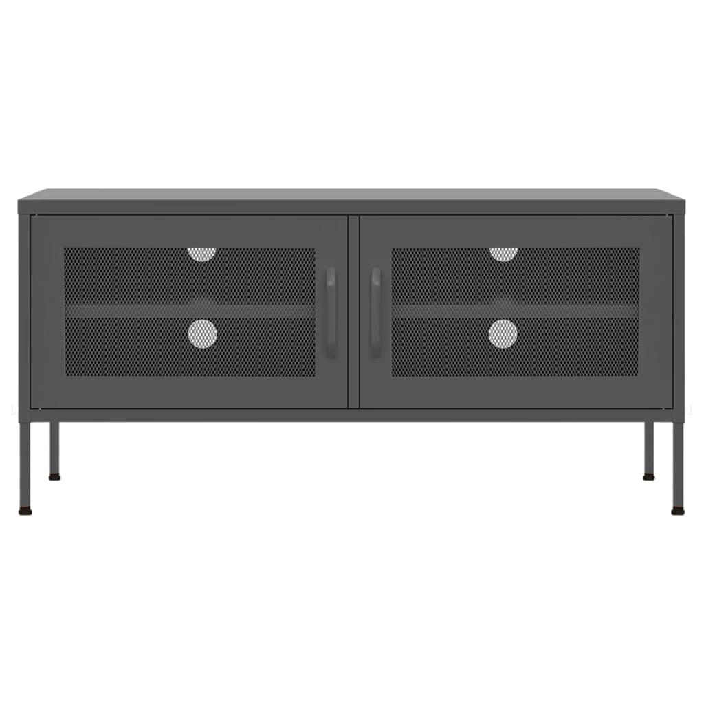 Mobile TV multimediale mensola TV credenza TV per sala da pranzo soggiorno camera da letto 105 x 35 x 50 cm acciaio antracite 02_0026389