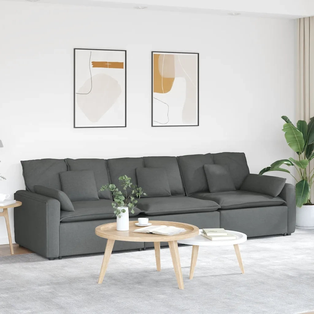 Divano Modulare con Cuscini Grigio Scuro 3321088