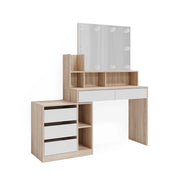 Vicco Tavolo da toilette Bianco/Sonoma 139.8 cm con illuminazione a LED