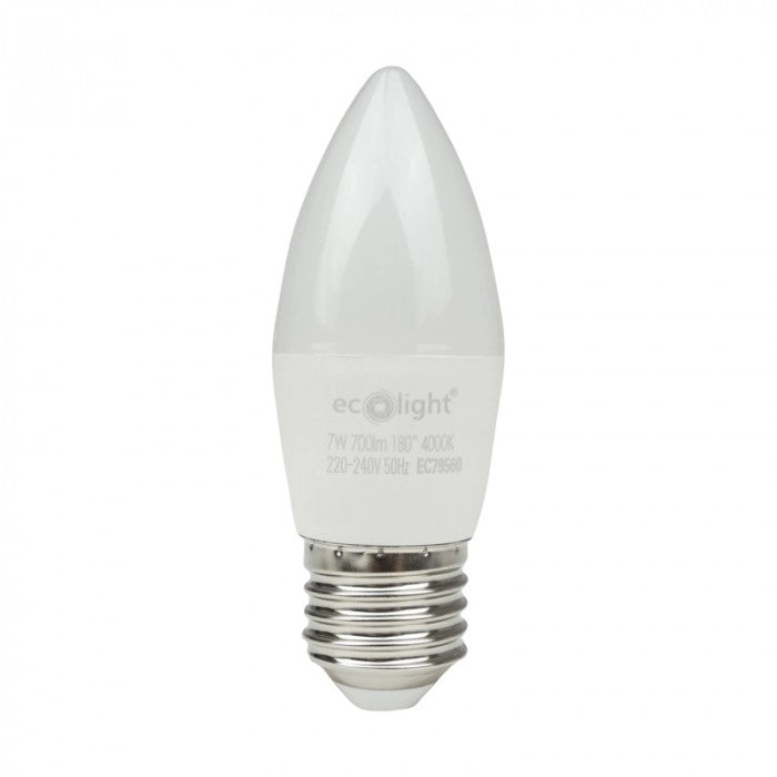 Lampadina LED candela E27 7W 4000K 630lm Ecolight