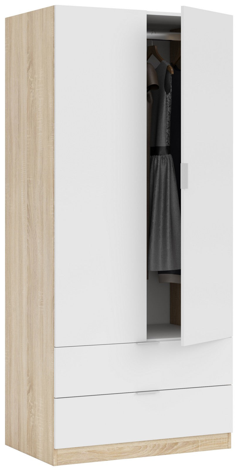 kit armadio 2 ante + 2 cassetti 80x52xh180 cm ro/bia cod:ferx.95687