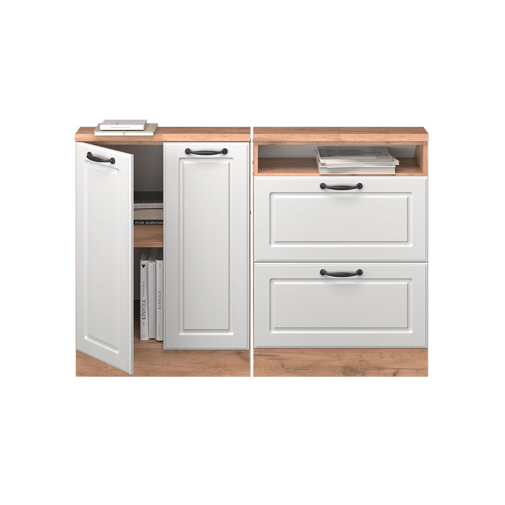 Set di mobili sottotetto Rion Bianco rustico/Rovere dorato 120 x 83.8 cm Set di 2 Vicco