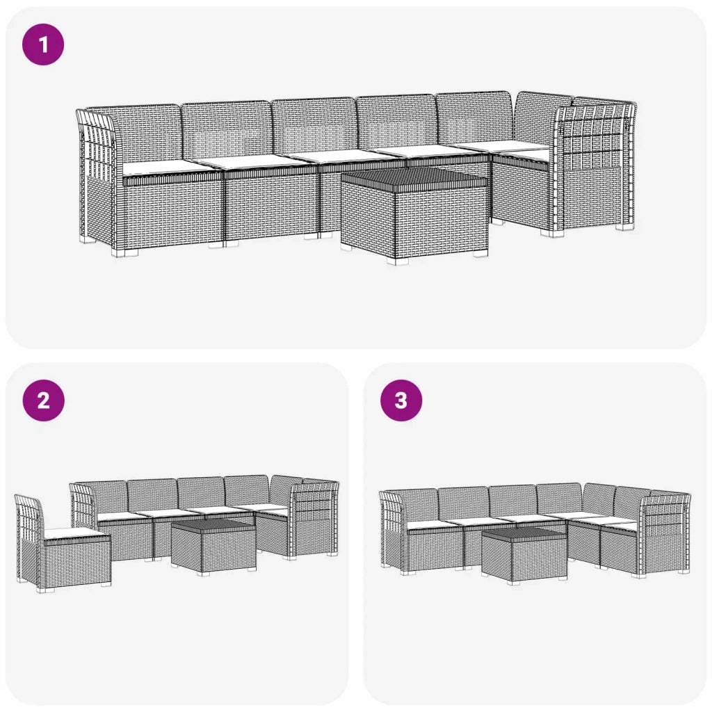 Divano da Giardino 6 Posti con Cuscini Aspetto Rattan PP 3444113